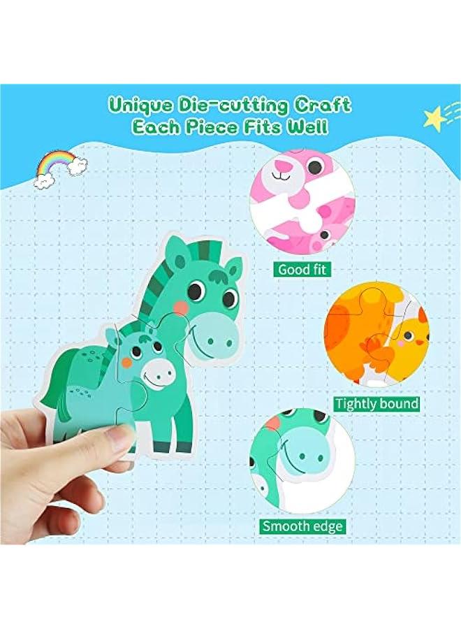 فلاينغ سيدز 6 عبوات من احجية الصور المقطوعة الخشبية بطابع الوالدين والاطفال الصغار من سن 1 الى 3 سنوات، احجيات رفع المستوى للمبتدئين، العاب مونتيسوري التعليمية لنشاط عائلي لمرحلة ما قبل المدرسة للاطفال من سن 2-5 سنوات - Image 3